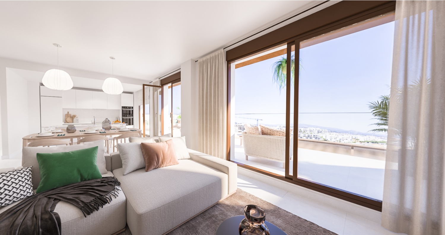 New Apartments with 1, 2 and 3 bedrooms, terrace with sea views in Los Jardines on the Costa del Sol, Estepona