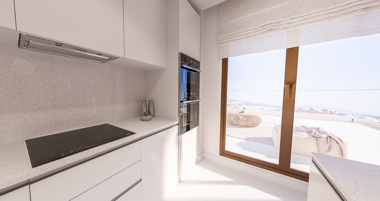 New Apartments with 1, 2 and 3 bedrooms, terrace with sea views in Los Jardines on the Costa del Sol, Estepona